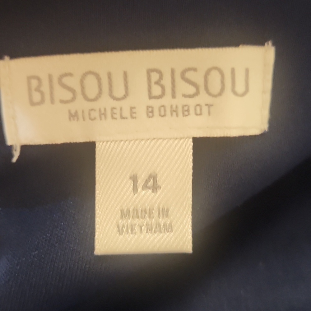 Bisou Bisou Fitted Navy Bandage Dress with Scoop Neck Size 14 - Picture 3 of 7